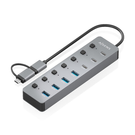 EAN 8435739905074 - AISENS ASUC-8P043-GR hub de interfaz USB 3.2 Gen 1 (3.1 Gen 1) Type-A 5000 Mbit/s imagen 2