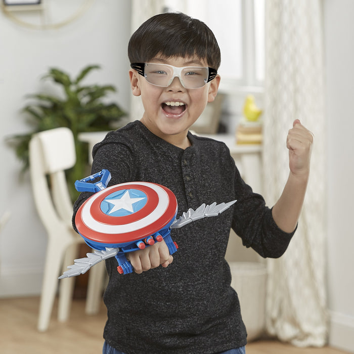 Lanzador Hasbro Nerf Marvel Mech Strike Mechasaurs Capitán América Con Redwing