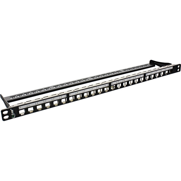 Patch Panel Inline Blank 19" 24 Puertos 0.5u Negro Para Keystones Rj45