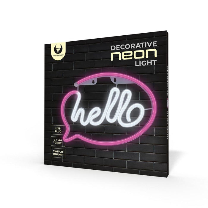 EAN 5900495956217 - Forever Light Neon LED Light HELLO pink white Bat + USB FLNE15 Figura iluminada decorativa imagen 2