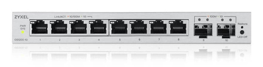 Zyxel Gs1200-10v3 8-Port Gigabit, 2xsfp Web Smart Managed