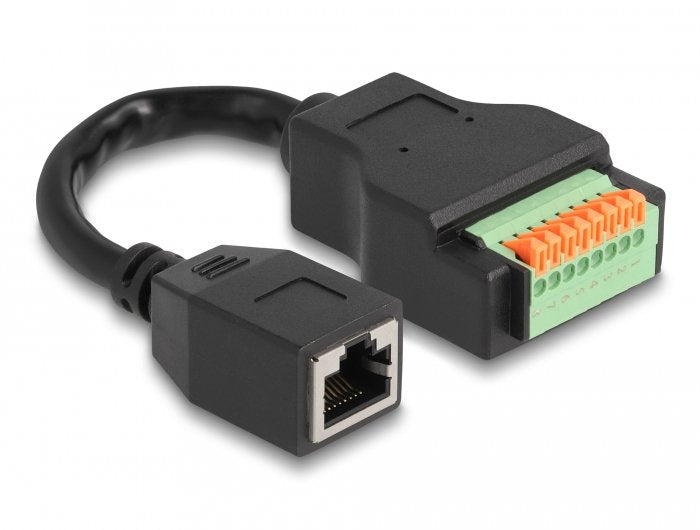 Delock Rj45 Cable Cat.5e Buchse Zu Terminalblock Adapter Mit Drucktaster 15 Cm