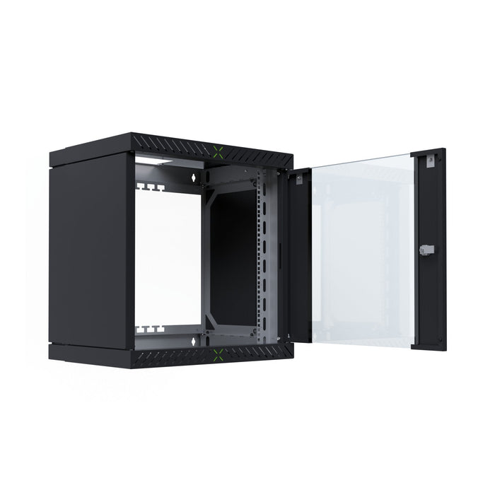 Armario De Pared X-Rack De 19" Con Puerta De Vidrio De 400-600 Mm, 12u, Color Negro.