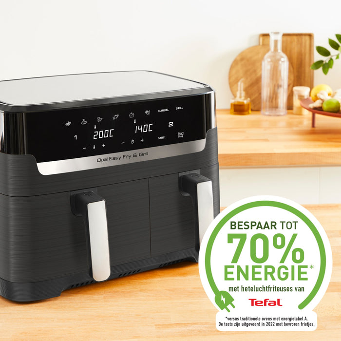 EAN 3045380024243 - Tefal Dual Easy Fry & Grill EY905B Doble 8,3 L Independiente 2700 W Freidora de aire caliente Gris imagen 8