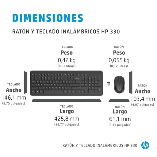 EAN 0197029648846 - HP 300 Wireless Mouse and Keyboard Combination teclado Ratón incluido Universal RF inalámbrico Negro imagen 2