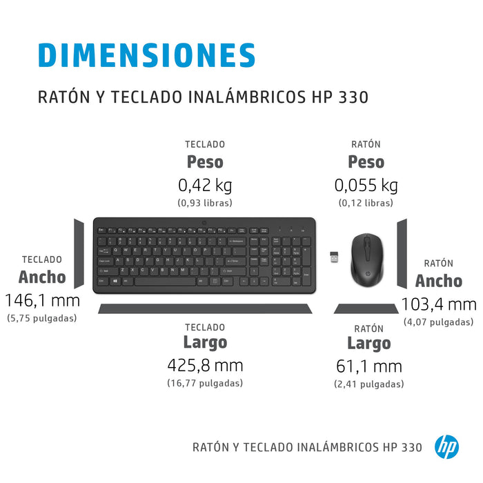 EAN 0197029648846 - HP 300 Wireless Mouse and Keyboard Combination teclado Ratón incluido Universal RF inalámbrico Negro imagen 2