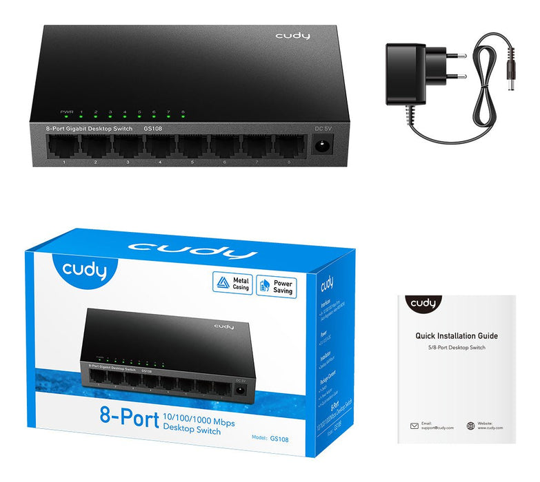 EAN 6971690790554 - Cudy GS108 switch Gigabit Ethernet (10/100/1000) Negro imagen 3