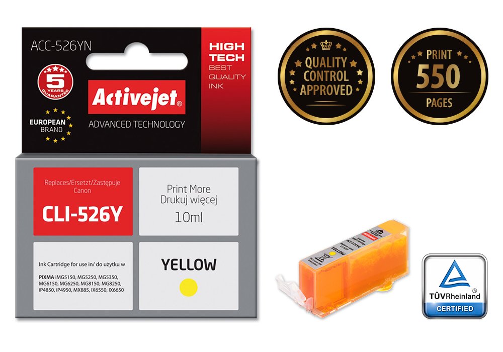EAN 5901452155292 - Activejet ACC-526YN cartucho de tinta 1 pieza(s) Compatible Alto rendimiento (XL) Amarillo imagen 1