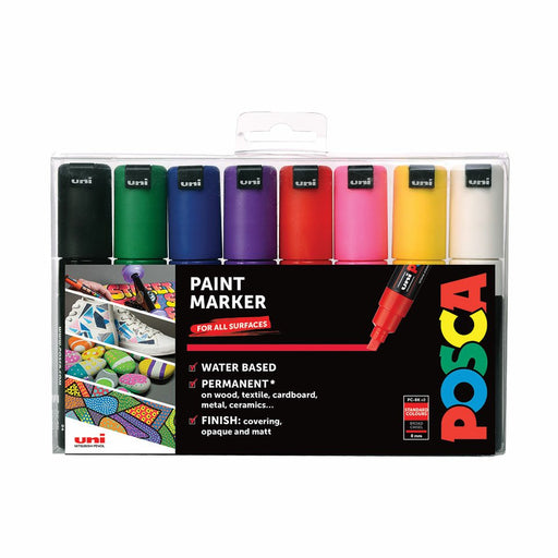 EAN 4902778974711 - POSCA PC-8K Negro, Azul, Verde, Rosa, Rojo, Violeta, Blanco, Amarillo 8 pieza(s) imagen 1