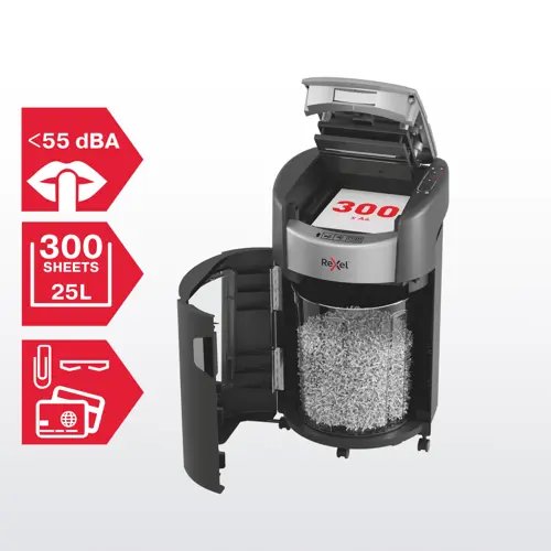 Trituradora Rexel Shredmax Autofeed+ 300m, P5, 300 Hojas, Cubo De 25 L
