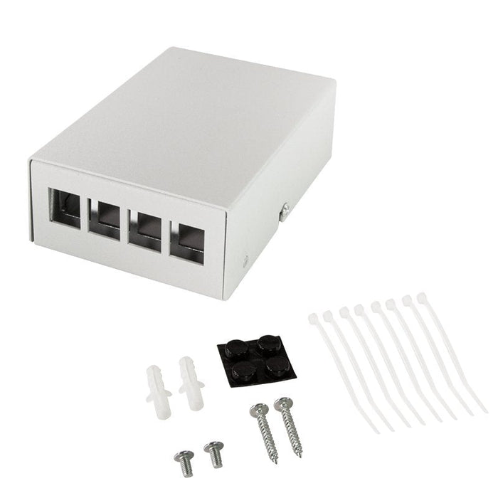 Consolidation Point Box 4-Port, Desk Wall Rail Mounting, Gris