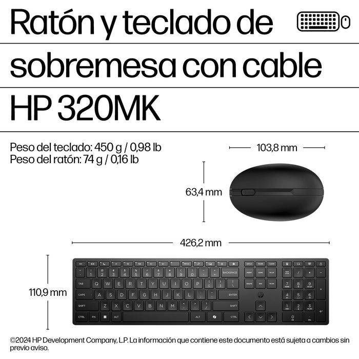 EAN 0194721887702 - HP Wired Desktop 320MK Mouse and Keyboard teclado Ratón incluido Oficina USB Negro imagen 3