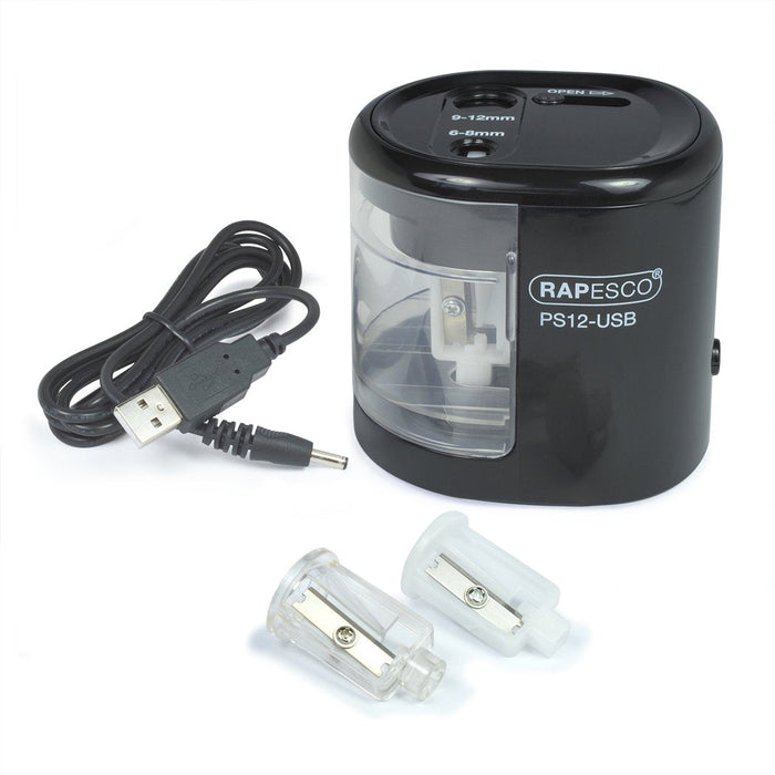 Rapesco® Elektrischer Anspitzer Negro Transparente