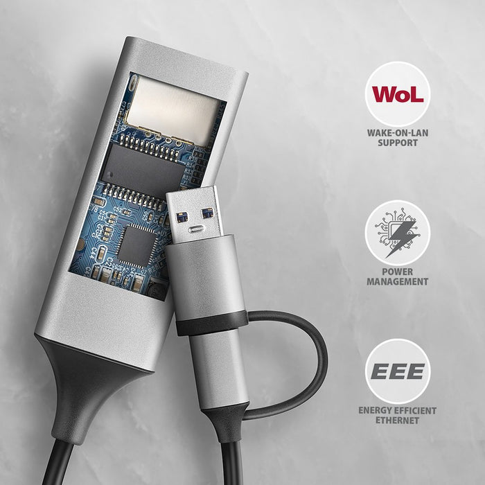 EAN 8595247907943 - Axagon ADE-TXCA Gigabit Ethernet Adapter USB-C+ USB-A - titangrau - Adapter - Digital/Daten 1000 Mbit/s imagen 7