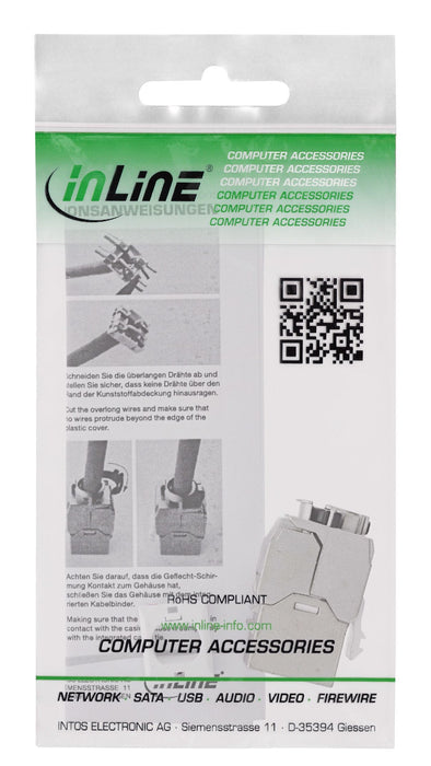 Inline® Keystone Rj45 Jack Slim, Snap-In, Cat.8.1, Integrated Cable Tie