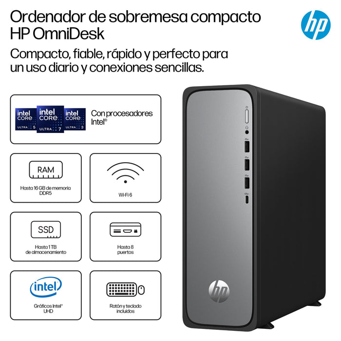 EAN 199764264367 - HP OmniDesk Slim S03-0011ns PC Intel® Core™ i3 i3-14100 8 GB DDR5-SDRAM 512 GB SSD FreeDOS Torre Plata imagen 3
