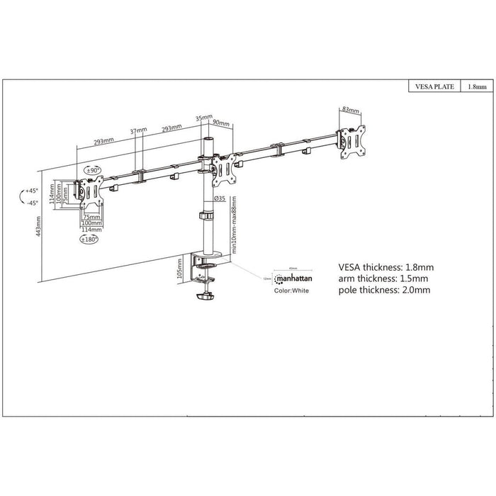 EAN 0766623461658 - Manhattan 461658 soporte para monitor 68,6 cm (27") Escritorio imagen 7