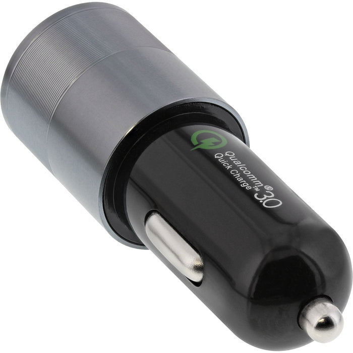 Cargador De Coche Usb Inline Quick Charge 3.0, 12/24vdc -> 5v Dc/3a, Usb-A + Usb Type-C, Negro