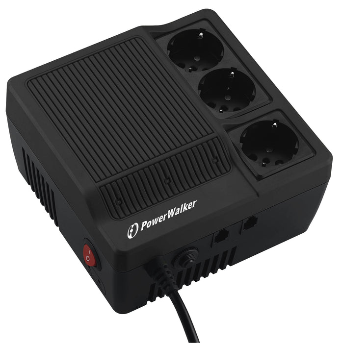 EAN 4260074973556 - PowerWalker AVR 600 regulador de voltaje 3 salidas AC Negro imagen 1