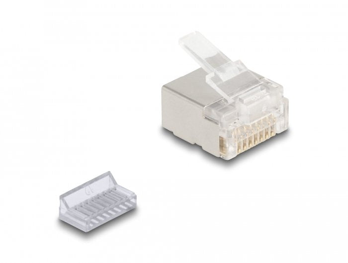 Delock 67019 Juego De 100 Conectores Modulares Rj45 Cat.6a Para Cables Planos Y Delgados