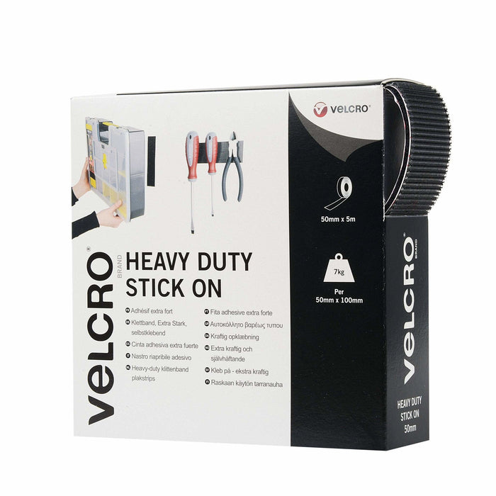 Velcro Klettband Extra Stark Selbstklebend, Haken & Flausch 50mm X 5m Schwarz