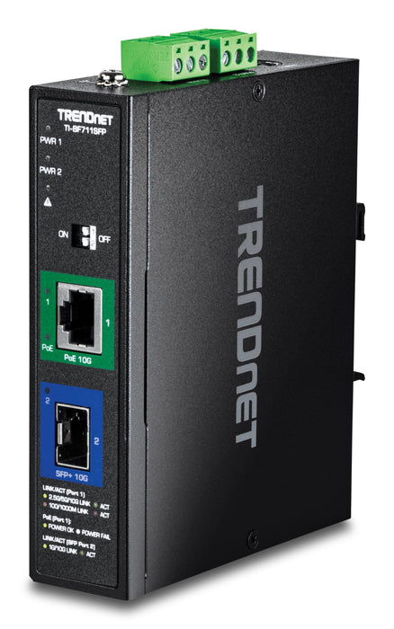 Trendnet Ti-Bf711sfp Industrial Medienkonverter 10g Sfp+ Auf 10g Poe++