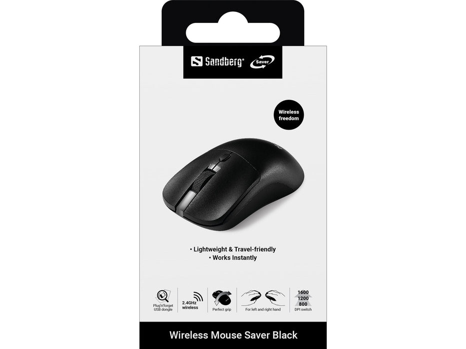 Wireless Mouse Saver Black Left+Right, Usb-A Dongle