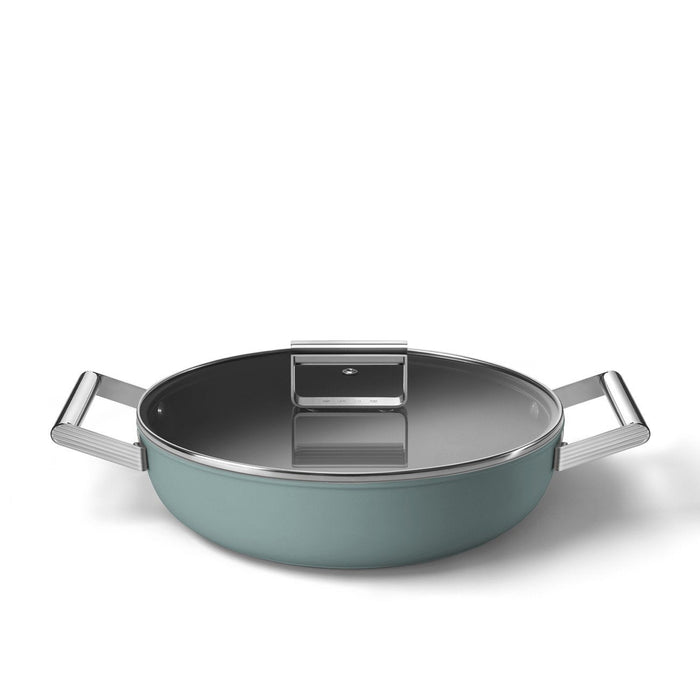 Smeg Dpf2812egm Pfanne, 28 Cm, Keramik, Edelstahlgriffe, Smaragdgrün