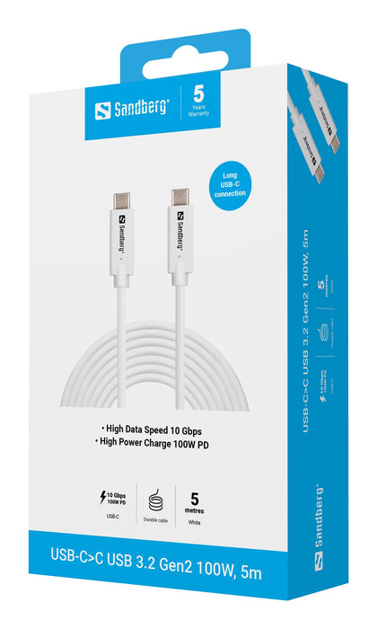EAN 5705730136764 - Sandberg 136-76 cable USB USB 3.2 Gen 2 (3.1 Gen 2) 5 m USB C Blanco imagen 3