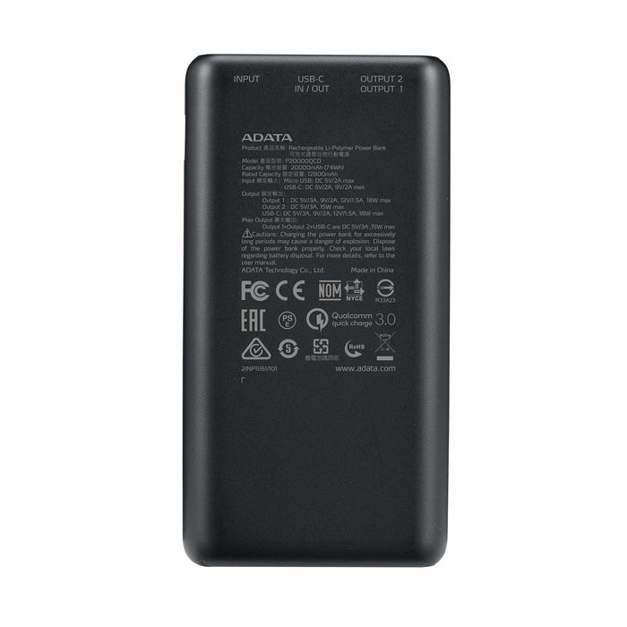 EAN 4710273772103 - ADATA P20000QCD Polímero de litio 20000 mAh Blanco imagen 3