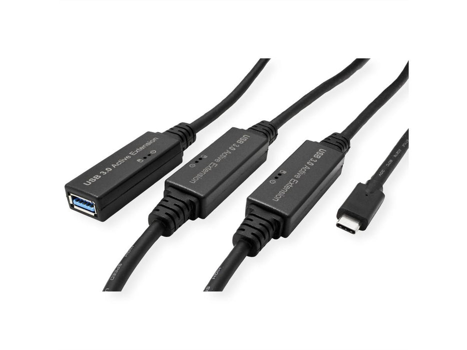 Roline Usb 3.2 Gen 1 Aktives Repeater Cable, Typ A - C, Schwarz, 20 M