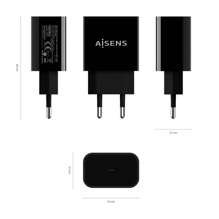 EAN 8436574706154 - AISENS A110-0538 cargador de dispositivo móvil Universal Corriente alterna Carga rápida Interior imagen 3
