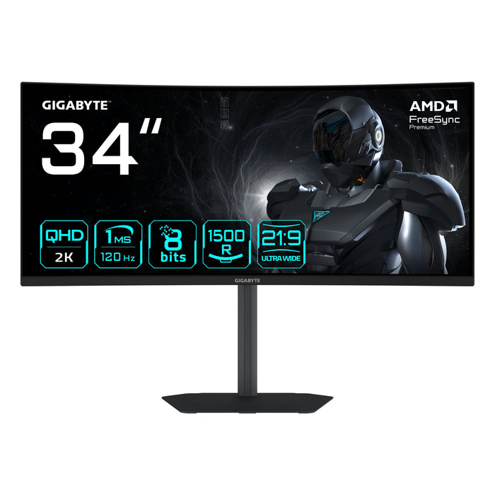 EAN 4719331866747 - GIGABYTE GS34WQCA EK pantalla para PC 86,4 cm (34") 3440 x 1440 Pixeles Wide Quad HD LCD Negro imagen 1