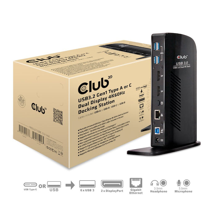EAN 8719214470777 - CLUB3D CSV-1460 base para portátil y replicador de puertos Acoplamiento USB 3.2 Gen 1 (3.1 Gen 1) Type-B  imagen 1
