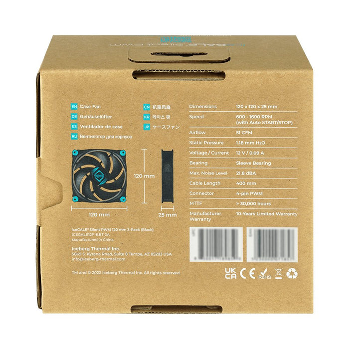 EAN 1230000071857 - Iceberg Thermal IceGALE Silent PWM Carcasa del ordenador Ventilador 12 cm Negro 3 pieza(s) imagen 5