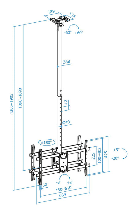EAN 8433281014831 - TooQ LPCE2286TSLI-XL-B soporte para TV 2,18 m (86") imagen 7