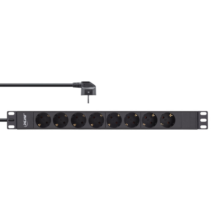 Regleta Inline De 19", Contacto De Protección De 8 Vías, Sin Interruptor, 2 M, Negro