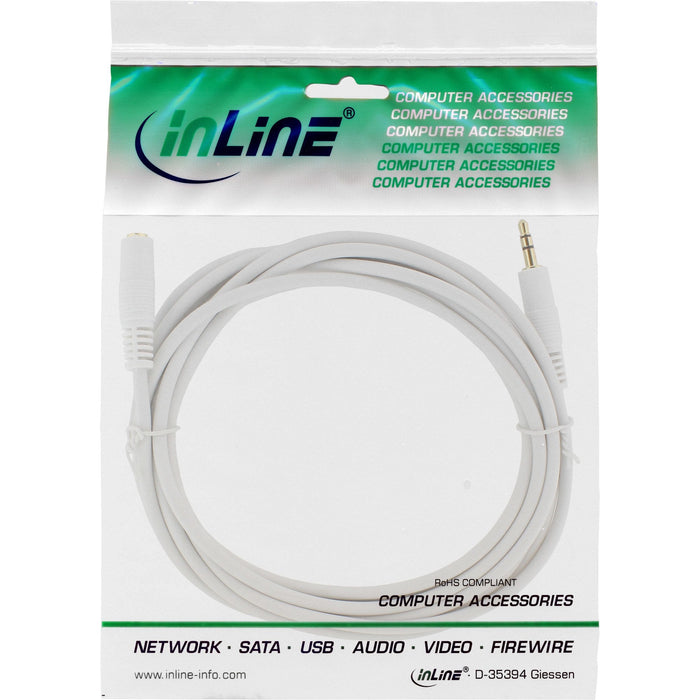 Cable De Audio Inline 3.5mm Estéreo Macho A Hembra Blanco/Dorado 5m