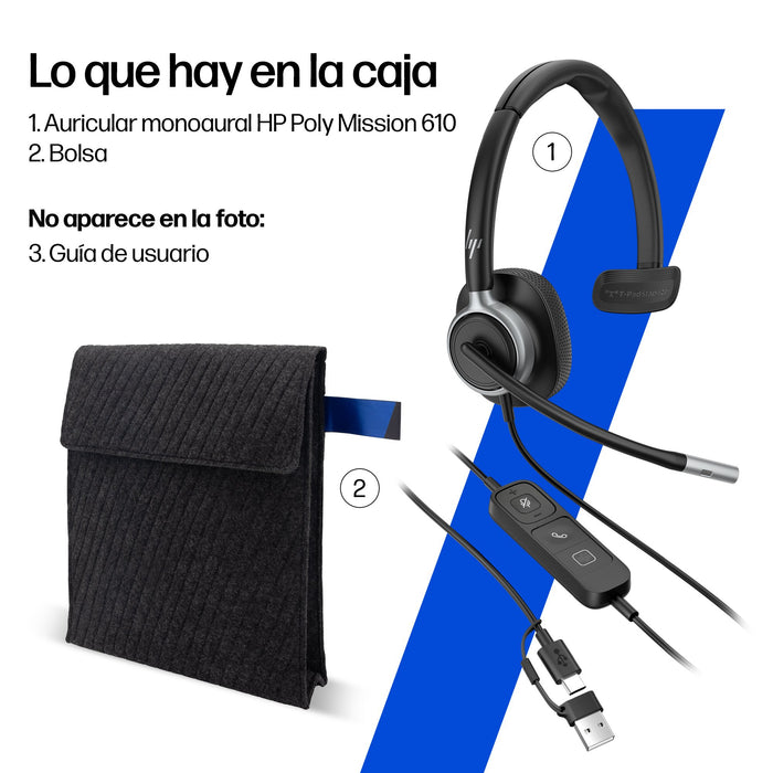 EAN 0199251820878 - HP Poly Mission 625 Stereo USB Wired Headset Alámbrico Diadema Business/Everyday USB Tipo C Negro imagen 8