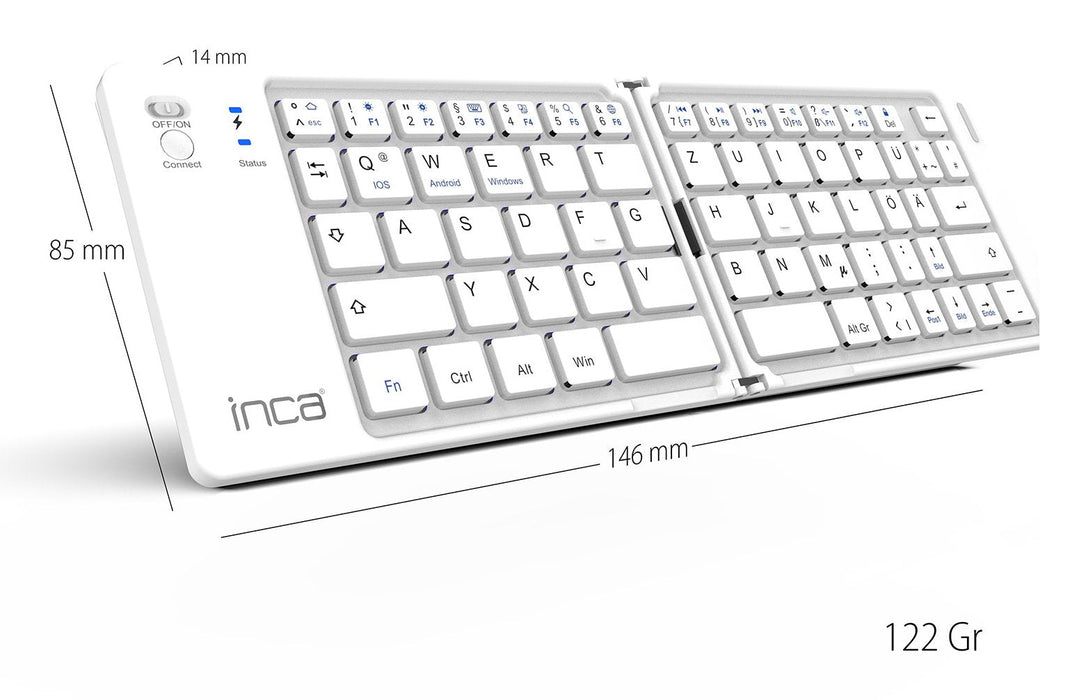 Inca Teclado Ibk-580bt Bt5.0, Faltbar, Schlank, Usb-C