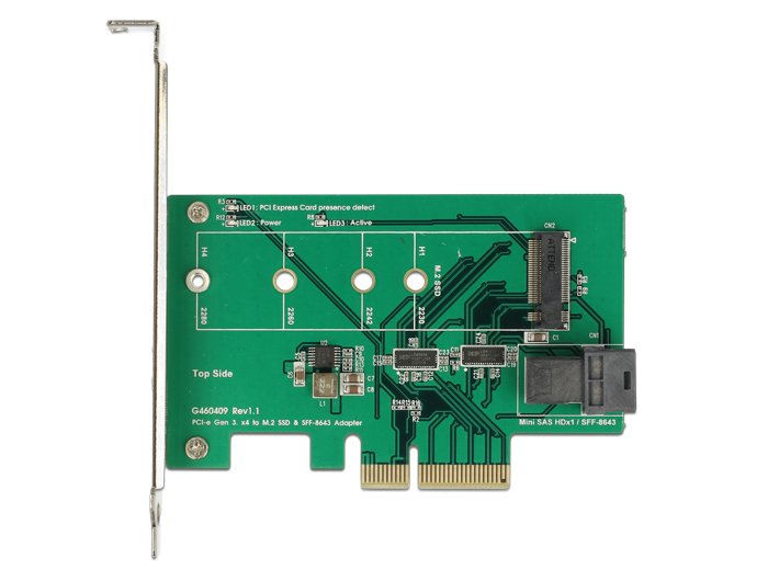 Pci Express X4 Karte > 1 X Intern Nvme M.2 Pcie   1 X Intern Sff-8643 Nvme  Low Profile Form Faktor