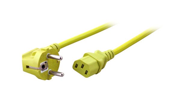 Efb Netzleitung Schutzkontakt 90 - C13 180, Gelb, 3,0 M, 3 X 1,00 Mm