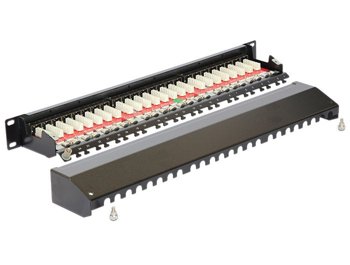 Delock 19" Patch Panel 24-Port Cat6a Negro Protegido