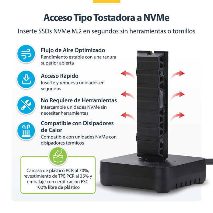 EAN 0065030912563 - StarTech.com 1USB3-NVME-DOCK base de conexión para disco duro USB 3.2 Gen 2 (3.1 Gen 2) Type-C Negro imagen 7