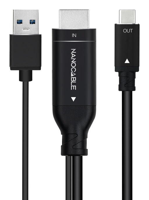 EAN 8433281014770 - Nanocable 10.15.4354 adaptador de cable de vídeo 1,8 m HDMI + USB Type-A USB Tipo C imagen 2
