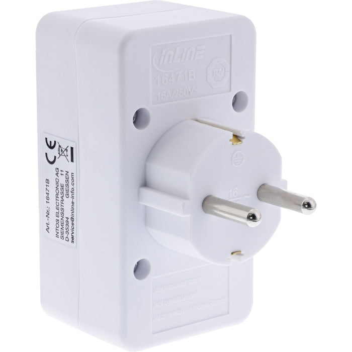 Inline® Power Adapter, Ec Plug A 2x Euro Socket+1x Ec Socket, White