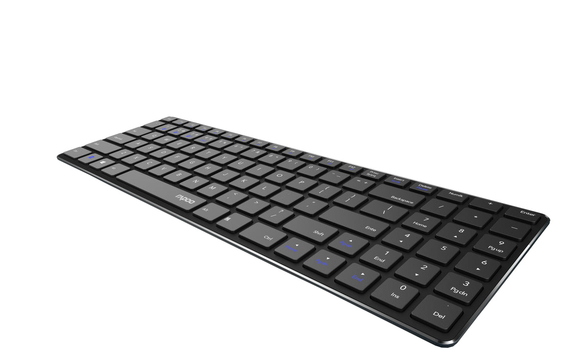 Teclado Rapoo Wireless Y Bluetooth E9100m Portugues 2.4ghz Bt 3.0 4.0 DiseãO Ultrafino Negro