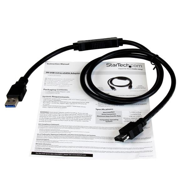 Startech.Com Cable De 91cm Adaptador Usb 3.0 A Esata Para Disco Duro O Ssd Sata De 6 Gbps Controlador De Almacenamiento Esata 6gb/S Usb 3.0