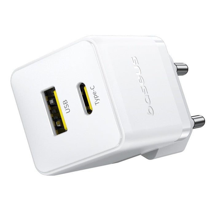 Palm Fast Charger C+U 20w Eu Moon White (With Baseus Mini White Cable Usb-C To Usb-C 60w (20v/3a) 1m Moon White)