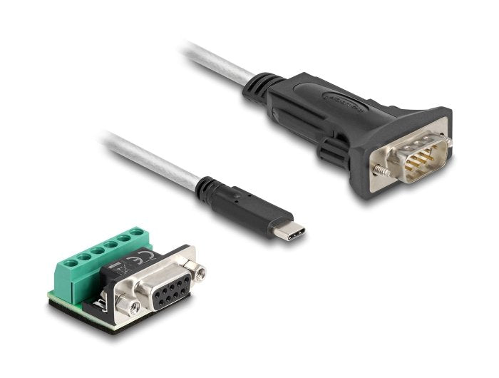 Delock Adapter Usb Type-C Zu 1 X Seriell Rs-422 485 Stecker Mit 6 Pin Terminalblock 5 V 1 M